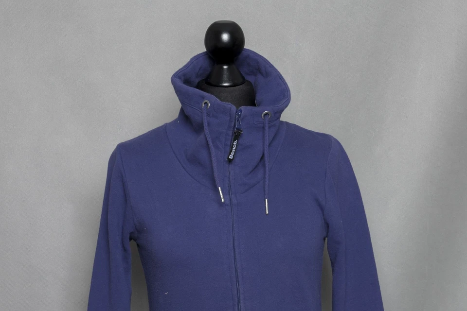 Bench Damen Sweatjacke Jacke S blau dunkelblau Zip Stehkragen + Baumwolle B1015 - Bild 2 von 4