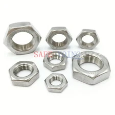 10-100PCS 304 STAINLESS STEEL PITCH HEX NUTS HEX THIN NUT M3-M14