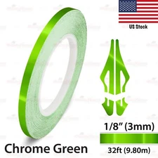 1/8" Vinyl Pinstriping Pin Stripe Styling Tape Decal Sticker 3mm CHROME GREEN