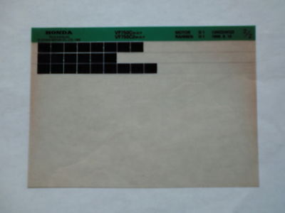 Honda VF 750 C C2 W X Y B1999 Microfilm Microfich Parts Catalogue Spare Part
