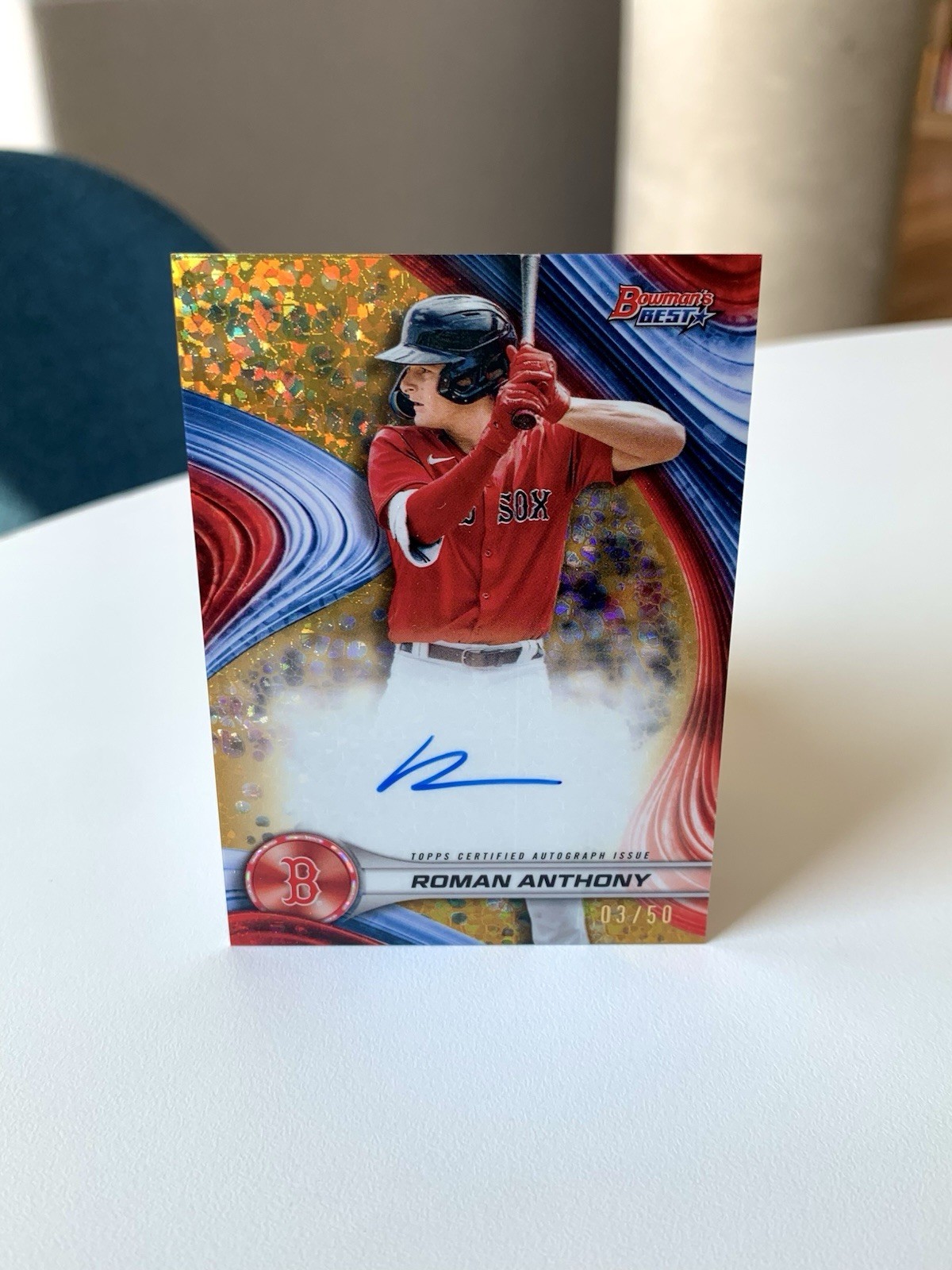 Roman Anthony 2024 Bowman's Best Gold Autograph /50 Boston Red Sox On-card auto