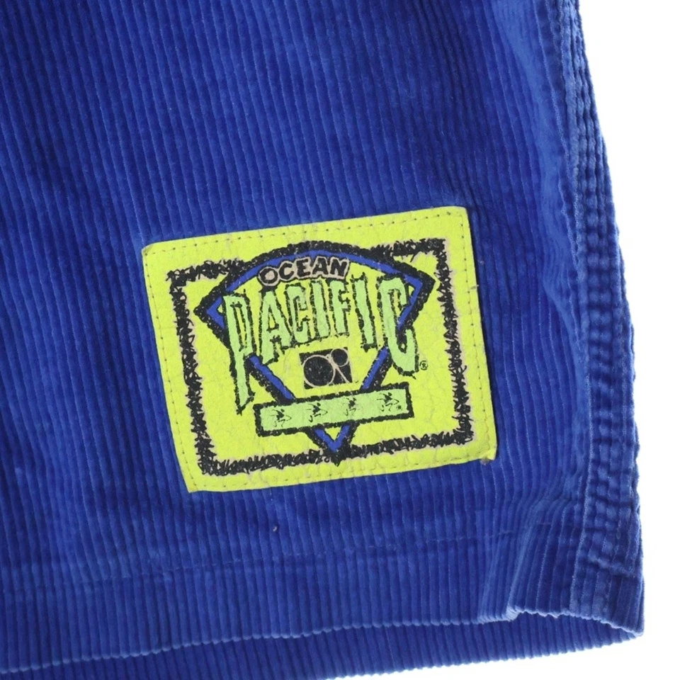 VINTAGE OCEAN PACIFIC CORDUROY SHORTS BLUE Used 62b5a33c67adc3ee4c96576daeb53e1f - Image 4 of 4