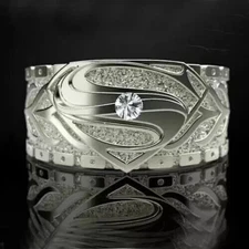 2Ct Round Lab-Created Diamond Superman Hip Hop Men's Ring 14K White Gold Plated