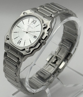 Gucci G-Flat Quartz Stainless Steel 30mm Silver Dial Women's Watch YA166504