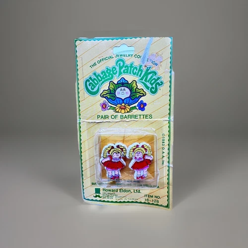 Vintage 1983 Cabbage Patch Kids Pair of Barrettes Red Dress New In Package