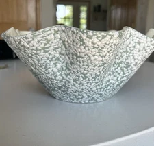 Royal Haeger Pottery Clam Shell Bowl Sea Green Popcorn Glaze Rare 10”x4.5”