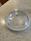 Vintage Glasbake Milk Glass 10” Pie Plate J2407 and Clear lid … No Chips USA