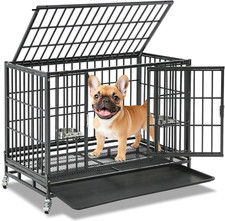 37 Inch Stackable Heavy Duty Dog Crate, Indestructible Escape Proof Dogs Cage Ke