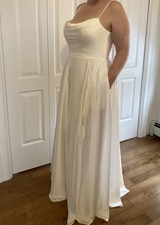 NWT Azazi Elle White Formal Dress Wedding Maxi Dress Pockets, NEW