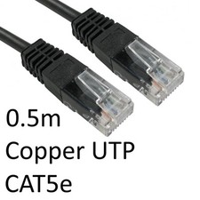 Image of Rj45 M To Rj45 M Cat5e 0.5M Black Oem Moulded Boot Copper Utp Network Cable