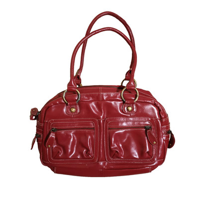 Tommy & Kate Handtasche Schultertasche rot Echtleder Tasche Details 
