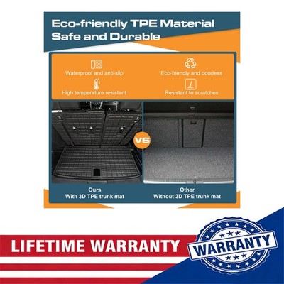 Trunk Liner Backrest Mat For Honda Pilot 2023 TPE Easy Clean Black Cargo
