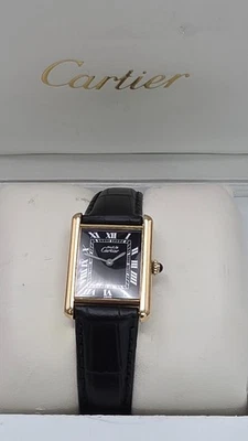 Must de Cartier Tank 18ct Gold on Silver Mid Size Mechanical Watch & Cartier Box - Image 1 of 4