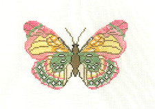 Initial K Pink Green Medium Butterfly Handpainted Needlepoint Canvas