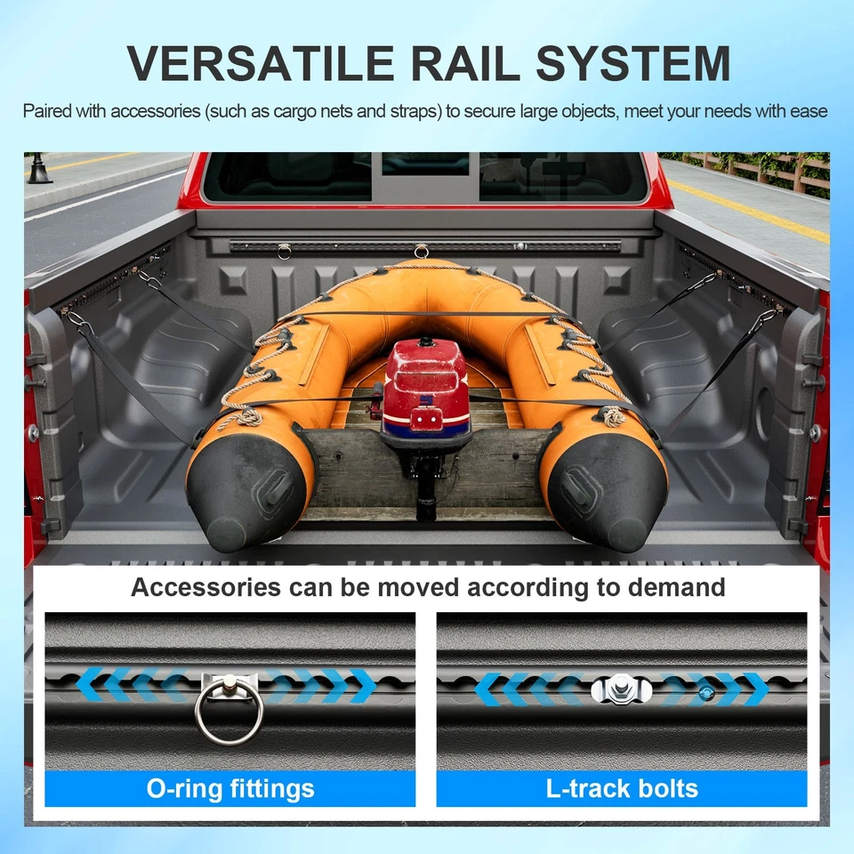 For 2022-2025 Nissan Frontier Truck Bed Rail System 5.7FT Side Rails Tie Down - Imagem 4 de 4