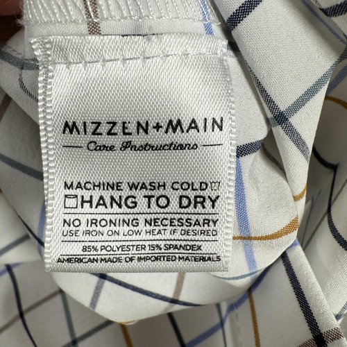 Mizzen+Main Shirt Mens Large Trim Fit Plaid Leeward Performance Stretch USA - Picture 8 of 10