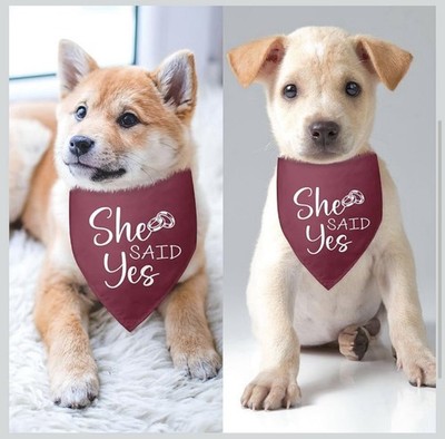  She Said Yes  Pet Bandana Red Engagement Wedding Cute Funny Dog Cat Accessories