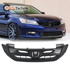 Fit For 2013-2015 Honda Accord 1PC JDM Mod Style Front Bumper Grille Gloss Black