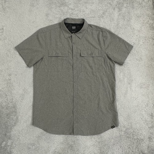 prAna Men's Lost Sol Button Up Shirt - Men’s M Heather Gray - Hiking $75 NWT