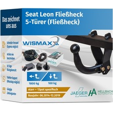 ANHÄNGERKUPPLUNG für Seat Leon 5F1 14-19 starr HELLBACH +13pol E-Satz JAEGER