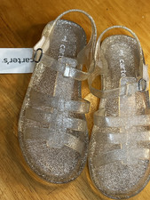 NEW Carter's Sandals Jelly Shoes Girls 3 Clear Glitter Summer Comfort Waterproof