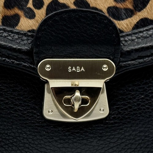 Saba Black & Brown Animal Print Leather Chain Strap Crossbody Bag - Picture 13 of 16