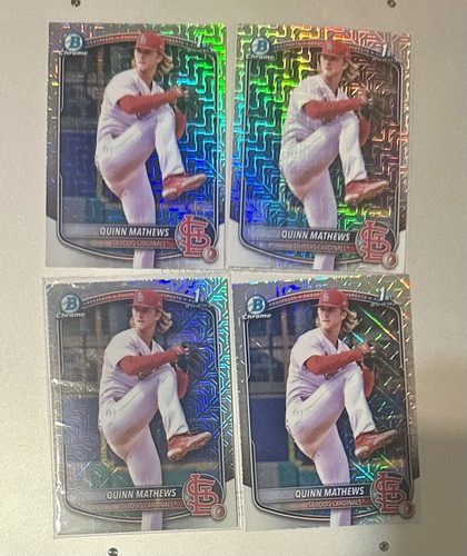 4x 2025 Bowman Mega Box MOJO REFRACTOR Lot Of Quinn Matthews 1st Lot of 4