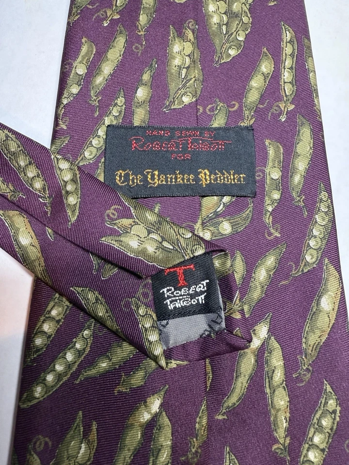 Corbata de seda de colección Robert Talbott Yankee Peddler hecha en EE. UU. púrpura guisante vaina jacquard usada en excelente estado Foto 2 de 4