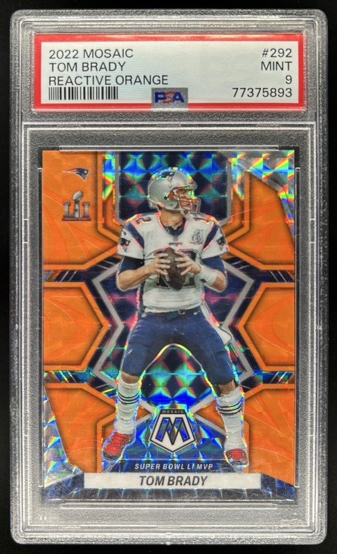 2022 Panini Mosaic Tom Brady Mosaic Reactive Orange #292 Patriots PSA 9
