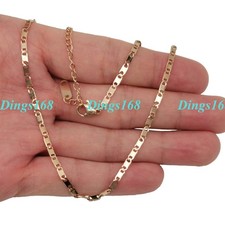Real 18K Rose Gold Filled Tarnish-Resist Flat Mariner Link Chain Necklace H090R