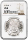 1878 CC Carson City $1 Morgan Silver Dollar NGC MS62 Uncirculated Key Date Coin