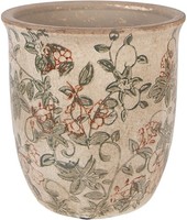 Clayre & Eef 6CE2415M Dekoration Blumentopf Ø 15X15 Cm Beige-GrüN