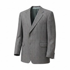 Men's Gray Plaid Wool Tweed Single-Breasted Suit Jacket Regular