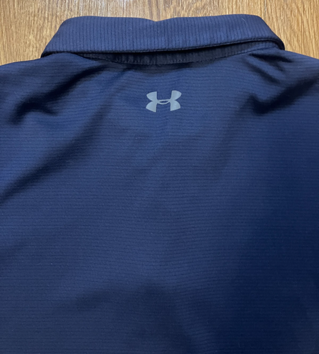 Under Armour Tech Polo Mens XL Midnight Navy Blue Grey Trim Loose Fit 1290140 - Picture 6 of 8