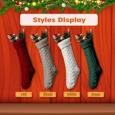 18" large Christmas Stocking set Knit Knitted Socks Xmas Tree Gift Hanging Decor