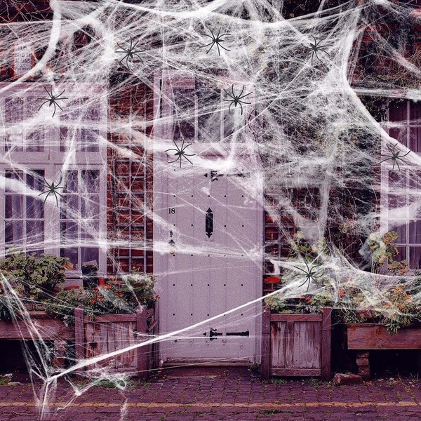 Halloween Spinnennetz Deko Set Gruselig Spukhaus Party Garten 100G 30 Spinnen-image