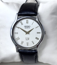 Vintage Refurbished Seiko Slim Tank Silver Quartz Japan Men's Wrist Watch