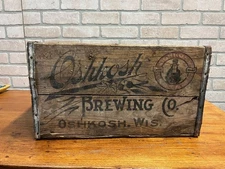 Pre-Prohibition Vintage Oshkosh Brewing Co. Chief Oshkosh Wood Beer Crate Box