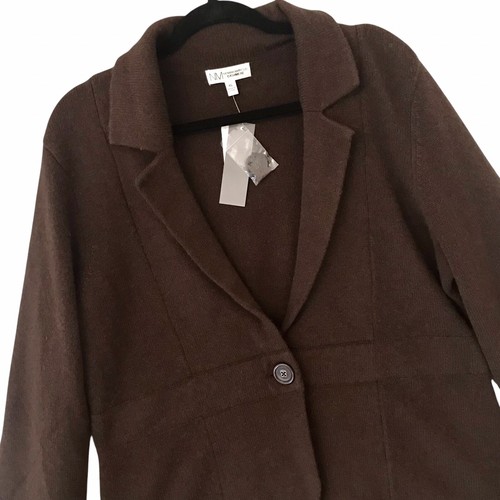 Neiman Marcus 100% Kaschmir Pullover Blazer Neu mit Etikett braun leise Luxus Damen Gr. XL