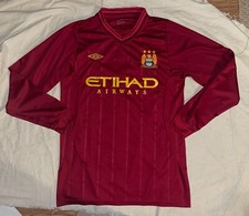 RARE Umbro Manchester City 2012/13 Away Jersey Red Long Sleeves MCFC Mens Sz M