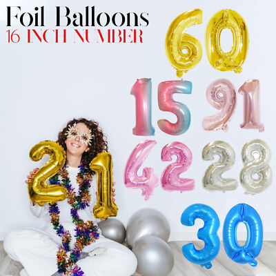 16 Zoll Folien Zahlen Luftballons Selbstaufblasend Luft Alter Geburtstag Party Deko 0-9