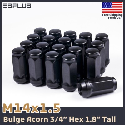 Black 14x1.5 Wheel Lock Set - 4 Lug Nuts With Key For F150, Silverado, Sierra & SUV Trucks