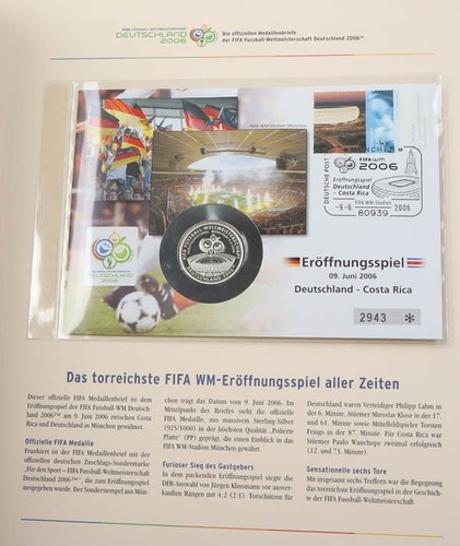 Fußball WM 2006 Sammlung Numisbriefe incl. seltener Goldmedaille in 2 Alben - Bild 17 von 22