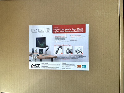 avlt-dm03-1 AVLT  single 20lbs desk monitor mount silver premium gas spring new