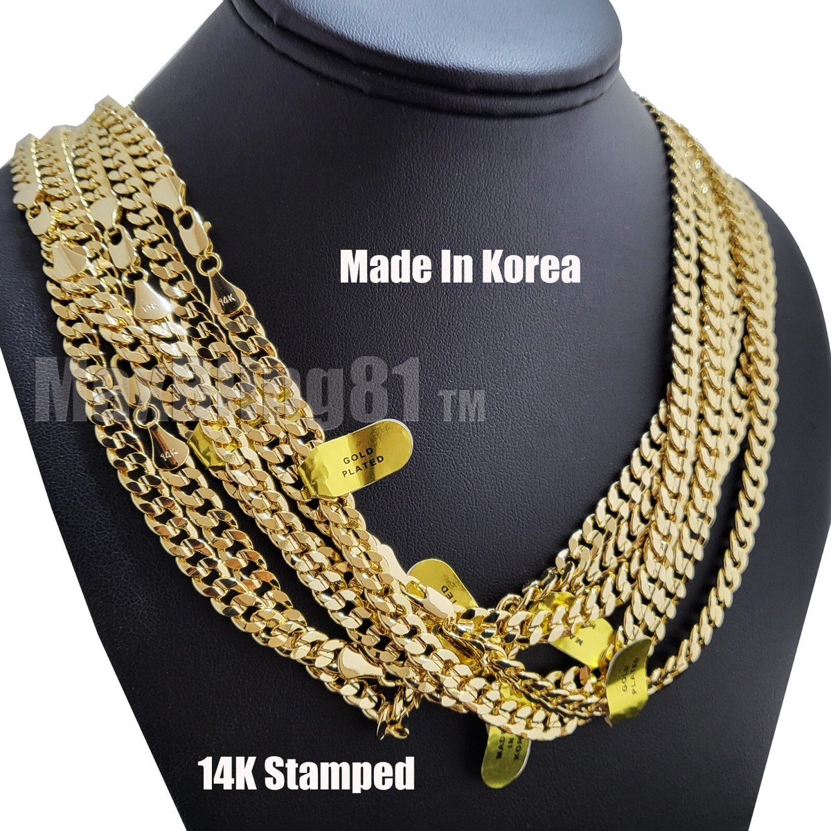Premium 14K Stamped Gold plated 4~10mm Brass Miami Cuban Premium 14K Stamped Gold plated 4~10mm Brass Miami Cuban