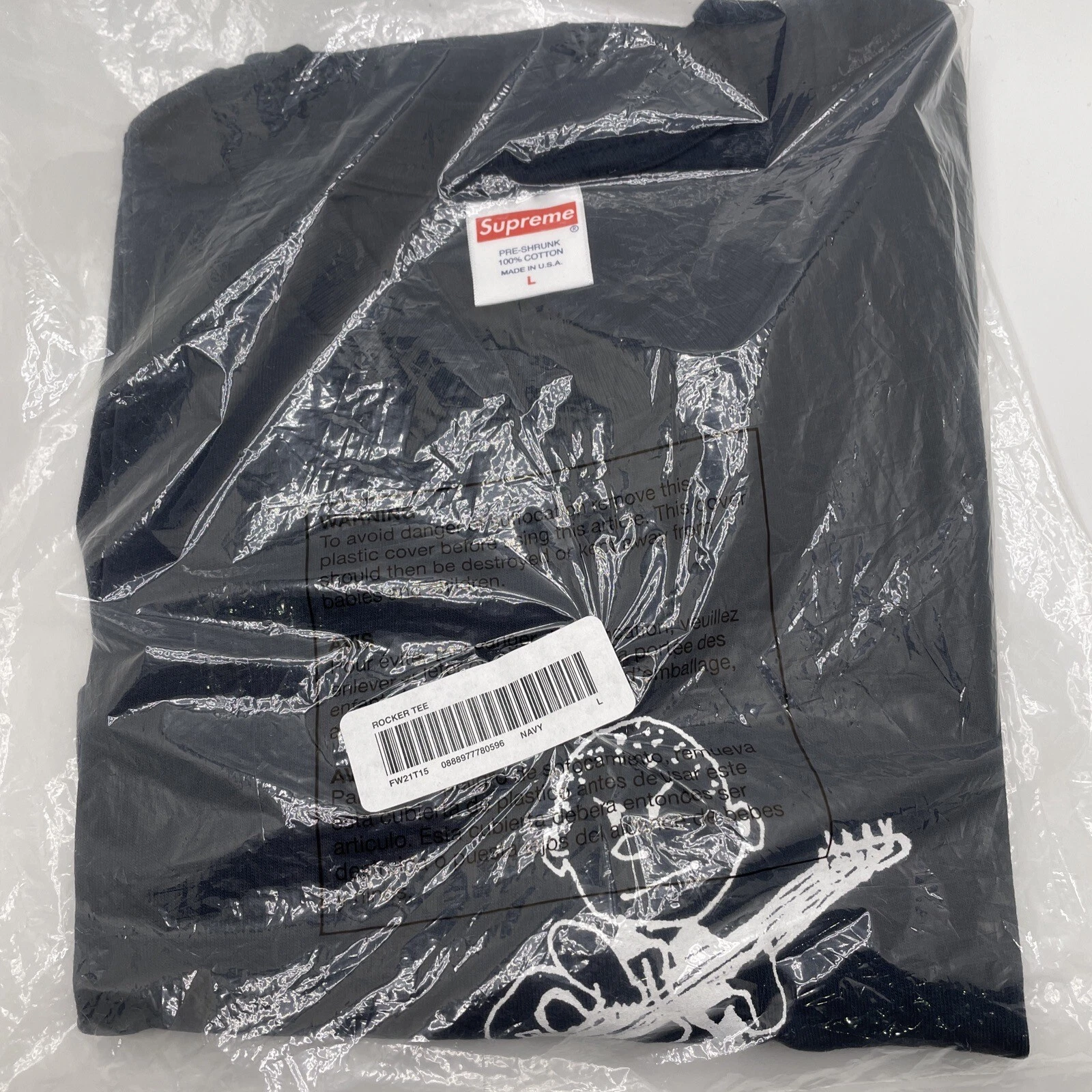 Tee shirt homme Supreme Rocker grande marine FW21T15 flambant neuf scellé