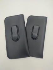 2 Mens Soft Slip-in Eyeglass Case w/Clip Med. Black Syn.Leather 6.25"Inch x 3.25