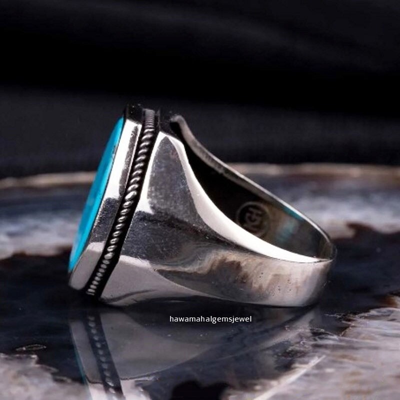 925 Sterling Silver Solid Turquoise Gemstone Handmade Men's Ring eBay