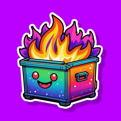 Dumpster Fire Funny Humor Vinyl Laptop Sticker Water Bottle Sticker Decal