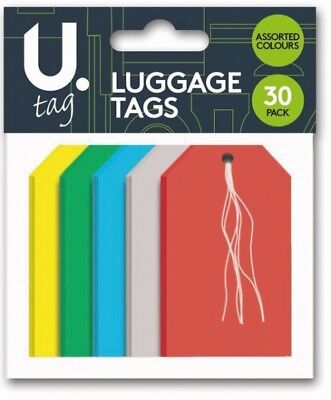 Pack Plain Large Writing Tags String 30 Luggage Labels Mixed Colour 135 x 75mm